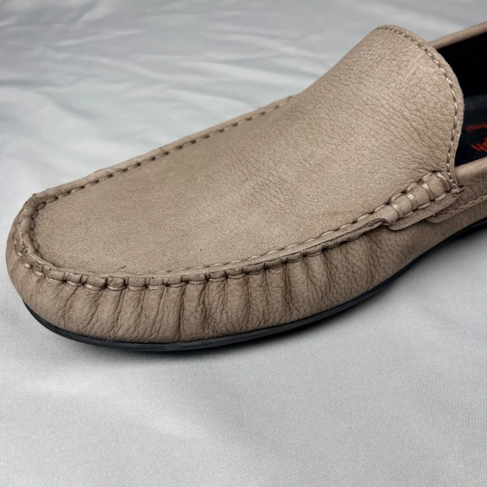 Marc Joseph New York Mens Leather Loafers Taupe Tan Brazil Moccasins Size 10